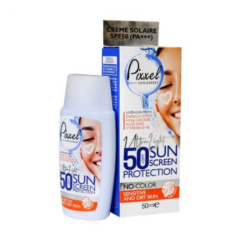 کامان پیکسل کرم ضد آفتاب بدون رنگ SPF50 پوست خشک و حساس 