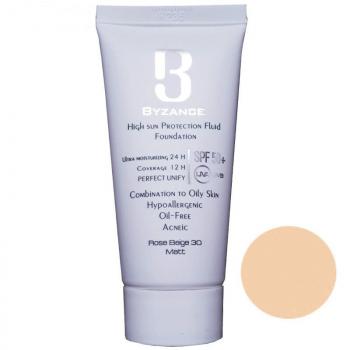 فلوئید ضد آفتاب کرم پودری پوست چرب بیزانس +SPF 50 رنگ ۳۰ رز بژ