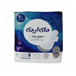 نوار بهداشتی سوپر پد نیمه ضخیم شب خیلی خیلی بزرگ مای لیدی 7 عدد