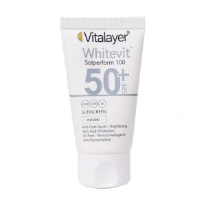 ویتالیر کرم ضد آفتاب ضد لک بی رنگ وایت ویت SPF50