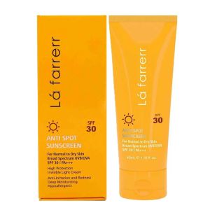 کرم ضد آفتاب و ضد لک بی رنگ SPF30 لافارر مناسب پوست خشک و معمولی بی رنگ 
