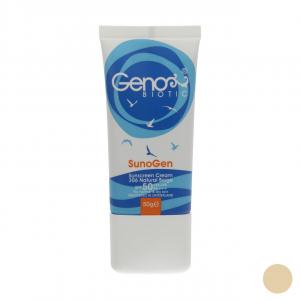 کرم ضد آفتابspf50 بژ طبیعی مناسب پوست خشک و معمولی ژنوبایوتیک 50 میلی لیتر