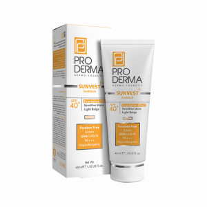 کرم ضد آفتاب مینرال رنگی پرودرما ⁺SPF40 مناسب پوست های حساس ۴۰ میلی لیتر