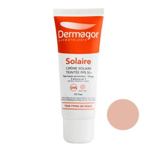 ضد آفتاب رنگی فاقد چربی 3 در 1 +SPF50 مناسب پوست چرب و مختلط Solaires درماگور 40 میلی لیتر