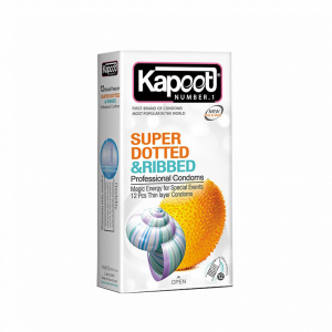 کاندوم خاردار و شیاردار کاپوت مدل Super Dotted And Ribbed تعداد ۱۲ عدد