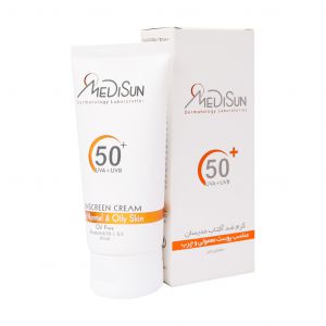 مدیسان کرم ضد آفتاب بی رنگ spf50 پوست معمولی و چرب  50 میلی لیتر