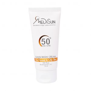 مدیسان کرم ضد آفتاب بی رنگ spf50 پوست معمولی و چرب  50 میلی لیتر