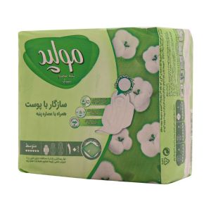 نوار بهداشتی بالدار نیمه ضخیم مشبک مولپد مدل Maxi سایز متوسط 10 عدد