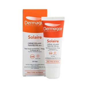 ضد آفتاب رنگی فاقد چربی 3 در 1 +SPF50 مناسب پوست چرب و مختلط Solaires درماگور 40 میلی لیتر