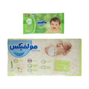 پوشک مولفیکس سایز ۱ مخصوص نوزادان ۲ تا ۵ کیلوگرم 40 عددی