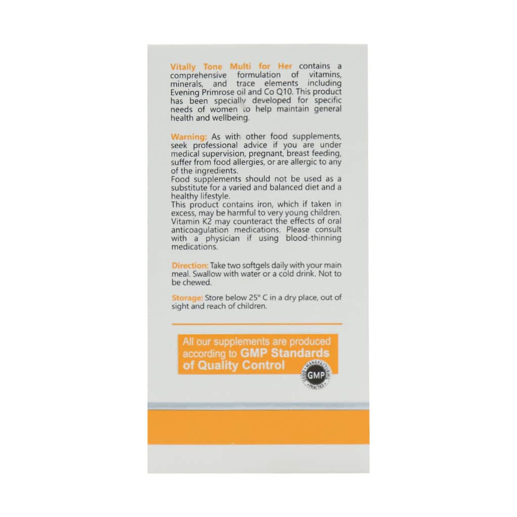 Vitally-Tone-Multi-Her-60-Caps سافت ژل مولتی فور هر (مخصوص بانوان) ویتالی تون 60 عددی